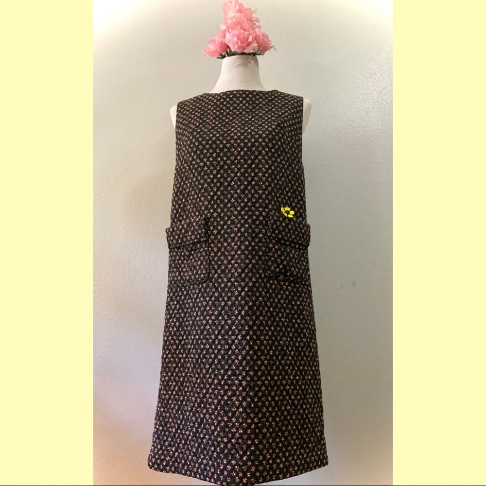 Sleeveless Vintage Floral Quilted Sleeveless Dress with Pockets